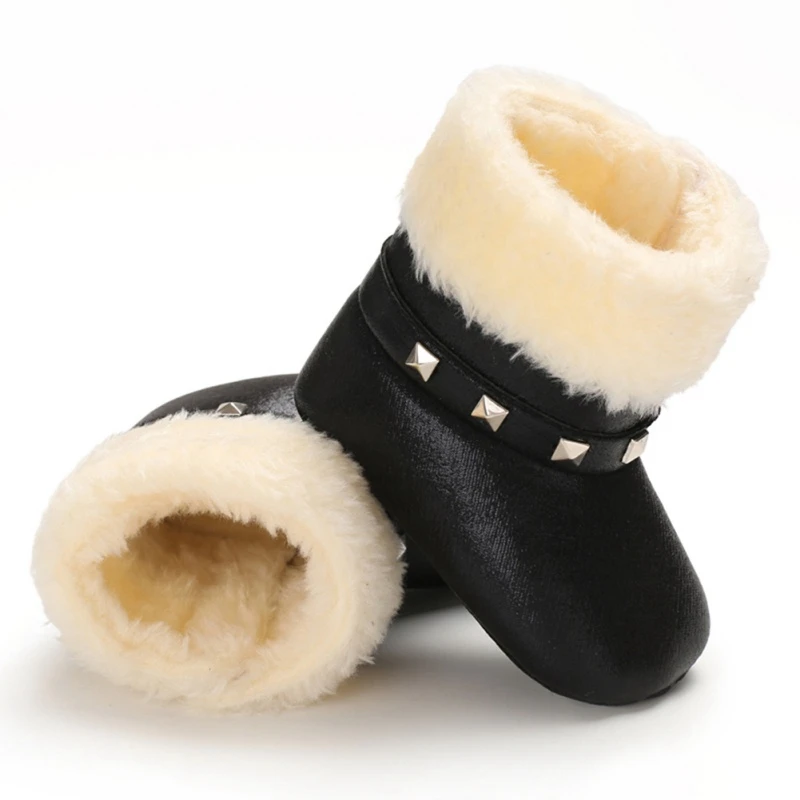 Зимние ботинки для новорожденных девочек; повседневная детская обувь; милые Нескользящие ботинки на мягкой подошве для новорожденных