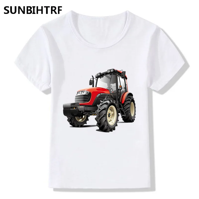 

2018 Kids Big Girls Boys Print 3D Tractor Cool T-shirt Children Short Sleeve O Neck T Shirt Baby Casual Soft Clothing