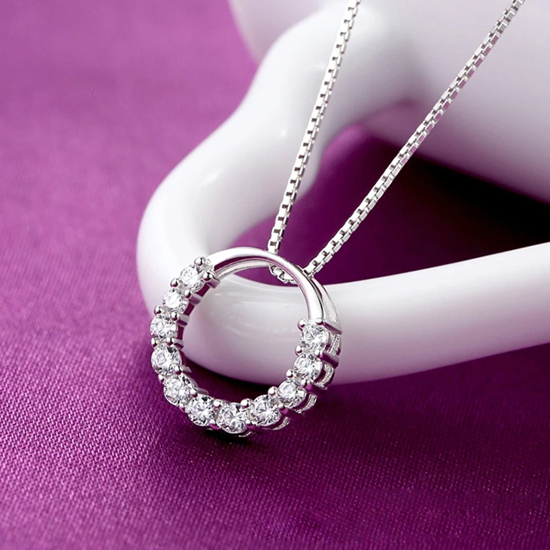 round cubic zirconia necklace silver jewelry (3)