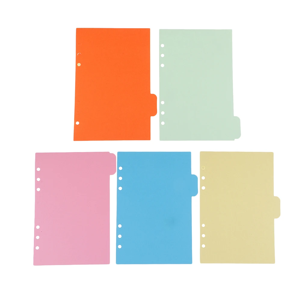 5 Pieces Solid A5 Size Kraft Paper Tabbed Paper Planner Notebook Album Divider Index Page