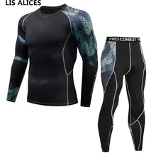 Новые мужские осенние быстросохнущие компрессионные кальсоны для фитнеса Gymming мужские зимние спортивные Леггинсы для бега тренировки термобелье наборы