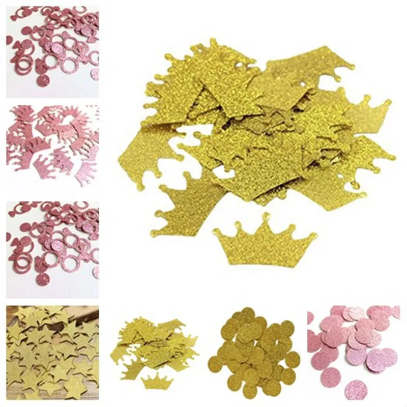 

100Pc/Pack Diamond Crown Glitter Rose Gold Paper Confetti 3CM Christmas Wedding Party Table Scatter Decor DIY Supplie