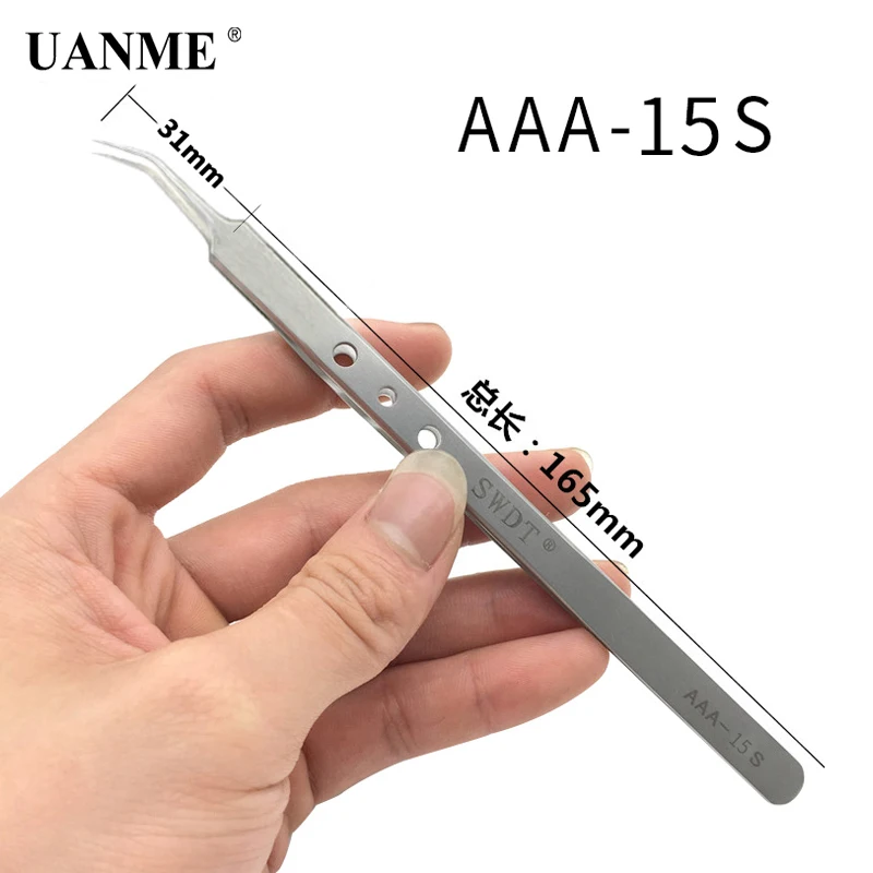 UANME AAA-12S AAA-14S AAA-15S точность острым Пинцет Нержавеющая сталь зажимы удлиненный медицинские Анти-статический Пинцет инструмент