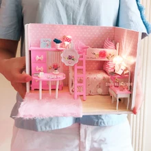 Куклы DIY Дом деревянные кукольные домики миниатюрная кукольная мебель Наборы пылезащитный чехол принцесса комната подарки для детей