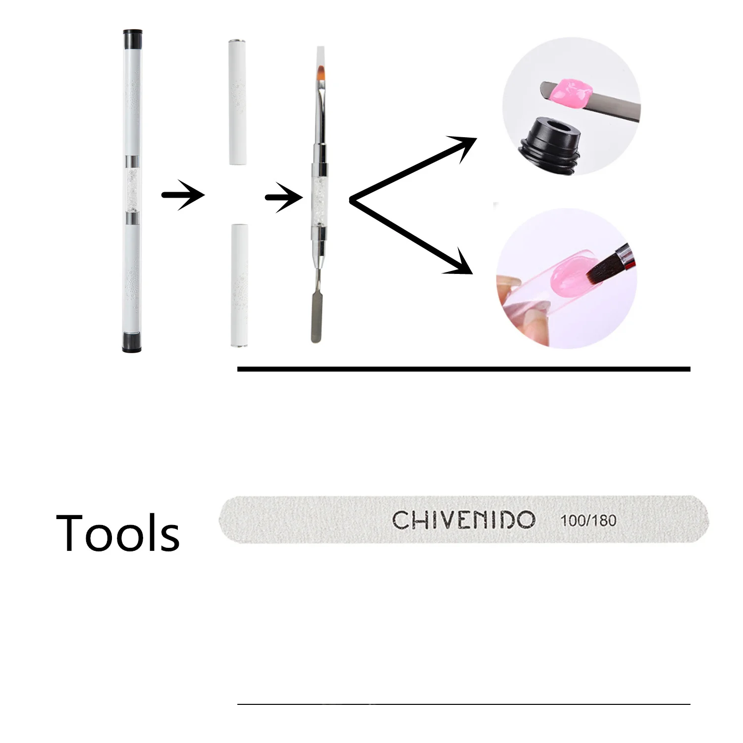 Набор для ногтей CHIVENIDO Poly Gel-15 мл 6 цветов гель продлевающий половой акт, 100 шт Набор для акриловых ногтей в 10 размерах, подарочный набор для ногтей с коробкой