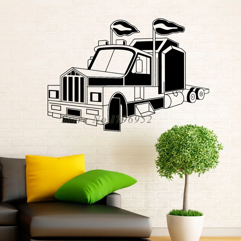 Waterproof Home Interior Art Design Wall Decals Truck Removable PVC Wall Stickers Decor For Rooms