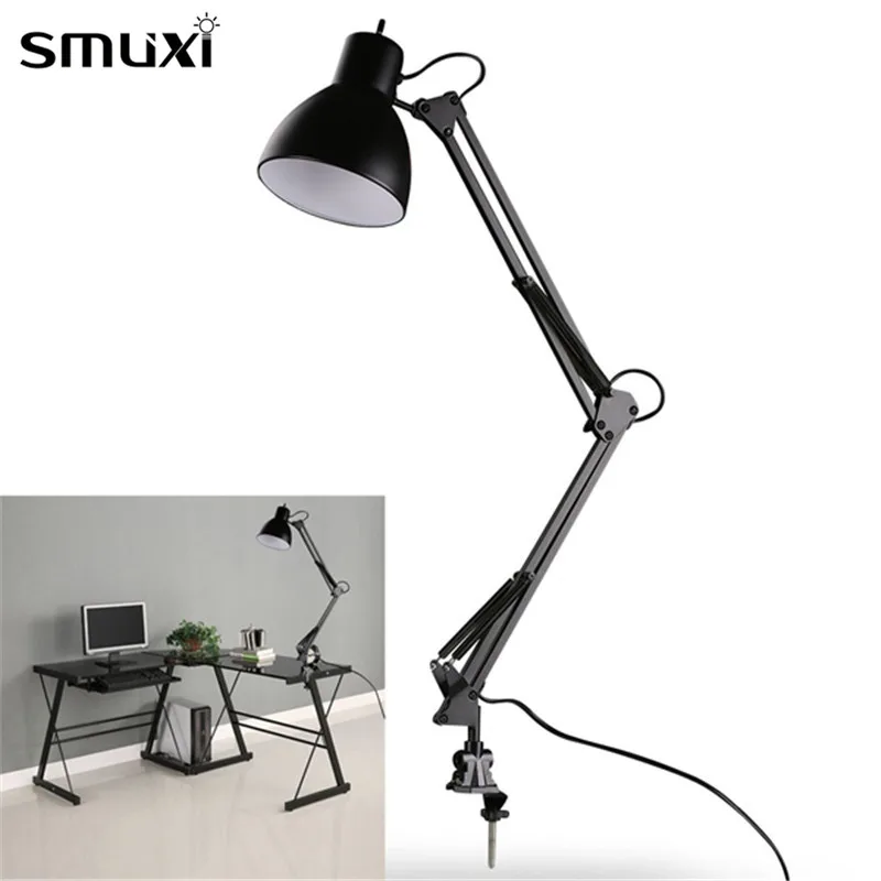 

E27 Flexible Swing Arm Clamp Mount Desk Lamp Black Table Light Reading Lamp for Home Office Studio Study 85V-265V for Home Room