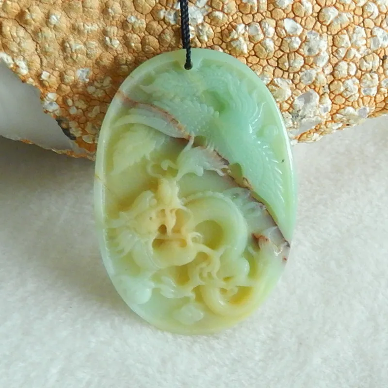 

Carved Amazonite Natural Gemstone Dragon Bead,52x36x6mm,18.0g