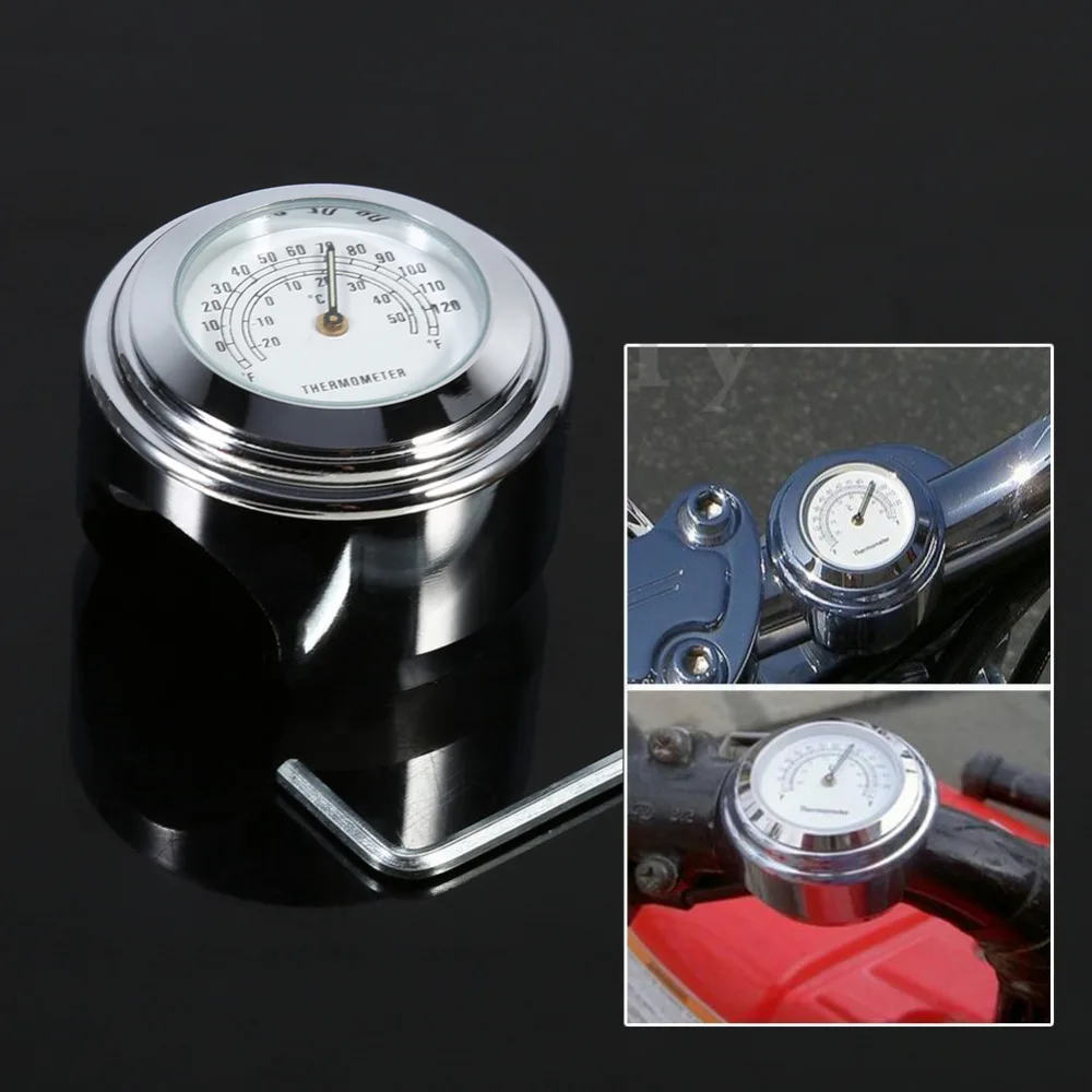 7/8" 1" Motorcycle Handlebar Mount Thermometer Waterproof Temp Dial