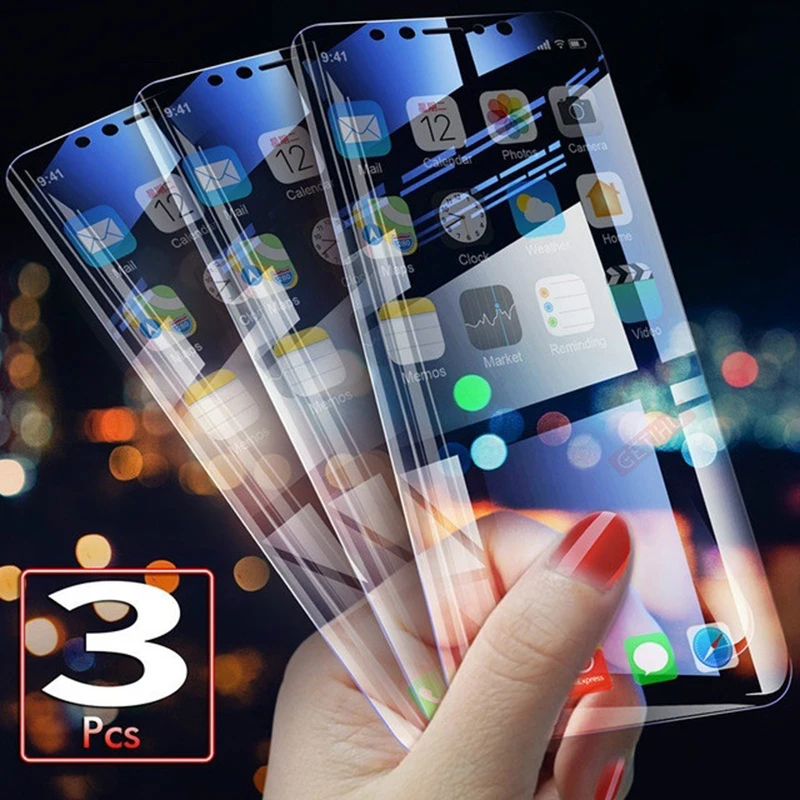 3Pcs/Pack Screenprotector For iPhone 6s 7 8 Plus X XS MAX XR Tempered Glass Screen Protector 9H Protective Film Vidrio Templado