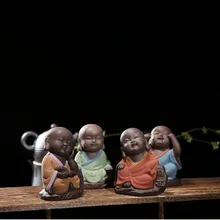 1 шт. керамические чайные питомцы Будда маленький монах Статуэтка Индия фиолетовый; песок чай ПЭТ маленькая фигурка буддийского монаха Статуэтка чайные аксессуары