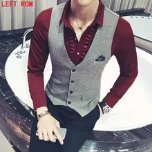 New Fashion Flowers Plaid Vest Men Formal Wedding Suit Vest Slim Fit Waistcoat Gilet Plus Size 5XL Quality Thin Dress Vest Men