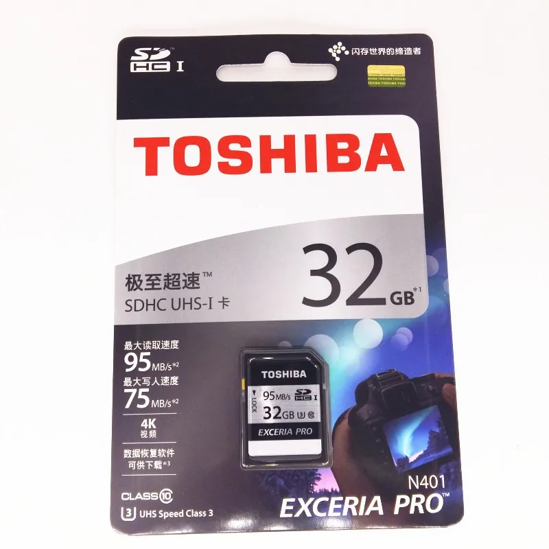 Оригинальный TOSHIBA карты памяти UHS U3 128 ГБ 95 МБ/с. SDXC 64 ГБ 4 К 32 ГБ SDHC флэш-памяти exceria Pro цифровой зеркальной Камера видеокамера DV