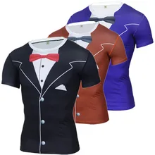 Забавная Мужская футболка, роскошный смокинг, 3D принт, футболки для фитнеса, компрессионная рубашка размера плюс, топы, футболки, брендовая одежда