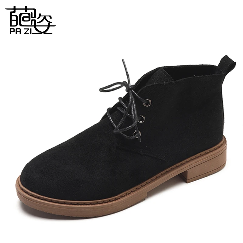 Shoes Women Black Western Desert Boots Outdoor Cool Style Flat Heels
