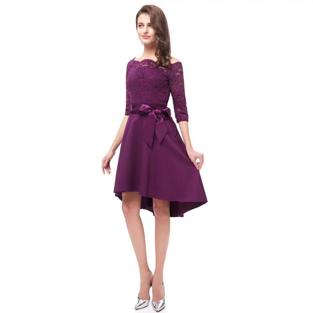 Темно-фиолетовое платье для выпускного вечера, короткое модное вечернее платье, кружевное платье для выпускного вечера в России, торжественное платье, vestido de noiva
