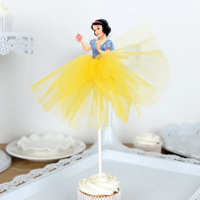 10 X ручная работа принцесса кекс топперы для девочек на день рождения поставка украшений для вечеринок Русалка/Золушка торт топперы - Цвет: snowwhite