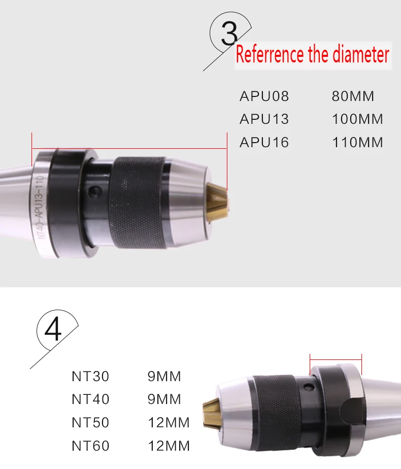 NT40 APU16 NT40 APU13 диапазон 1-16 мм 1-13 мм keyless dirll Чак self-tight держатель для станков с ЧПУ