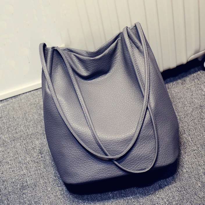2017 Designer Women Leather Handbags Black Bucket Shoulder Bags Ladies Cross Body Bags Large Capacity Ladies Shopping Bag Bolsa