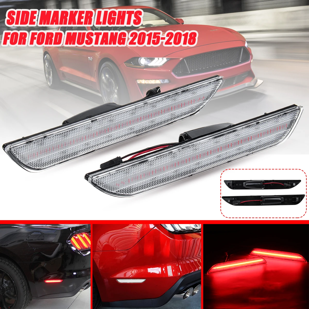 Пара автомобилей задний Светодиодный Боковой габаритный фонарь красный 48SMD индикаторные лампы 12 В для Ford/Mustang