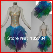 Latin Salsa Tango Rumba Cha Cha Costumes Modern Exercise Ballroom feaher Dance Women Mini Latin Skirt Dress Dance Wear LD-021