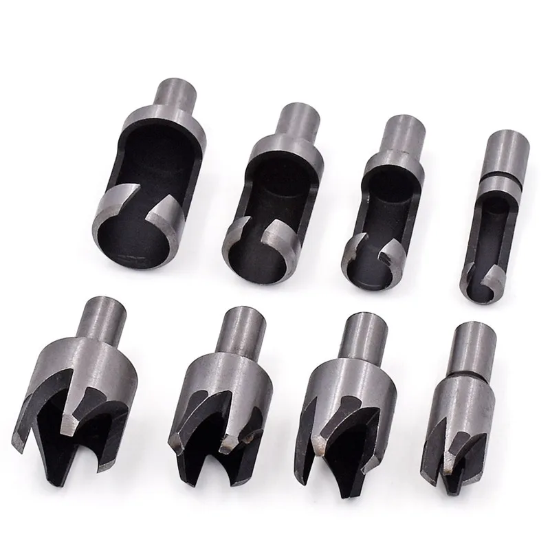 8 Pcs Carbon Steel Wood Plug Cutter Woodwork Bits For Cutting Tools