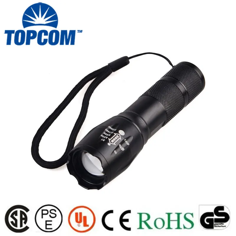 

TopCom 10W Flashlight XPE IP67 High Power Zoomable Waterproof Tactical XML LED Manual Rechargeable Flashlight