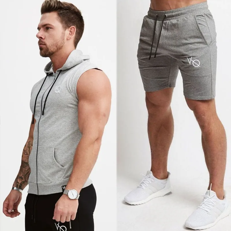 New brand Two Piece Set Men Sleeveless Tank Top+Shorts Men's letter print Tracksuits Causal Sportswear Tops Short Trousers set