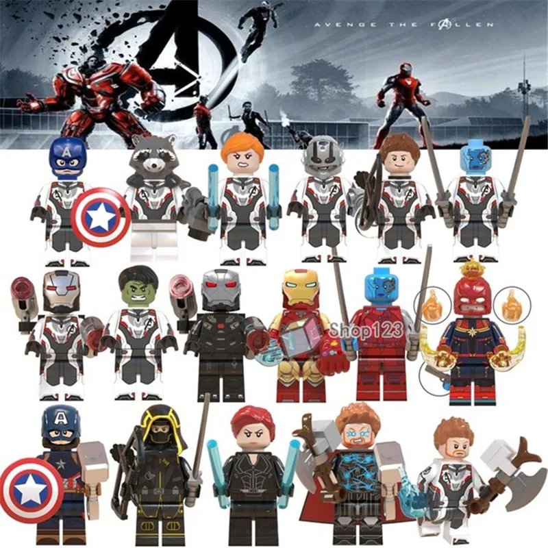 

Endgame Minifigured Thanos Thor Iron Man Cap Marvel Black Widow Ronin Avengers 4 Building Blocks Toys for Children WM6056 WM6061