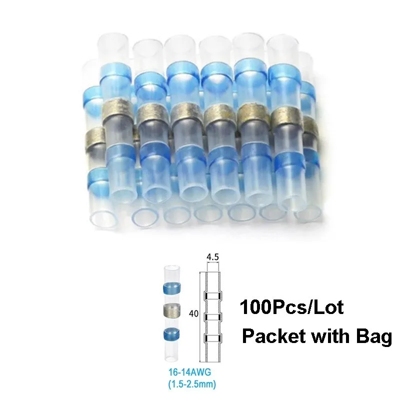 

100pcs/Lot Electrical Waterproof Seal Heat Shrink Butt Terminals Solder Sleeve Wire Connectors Blue Practical Model Number:S31