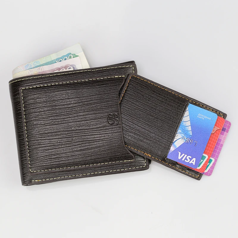 Короткий кожаный брендовый мужской кошелек, держатель для кредитных карт, кошелек, Винтажный Мужской клатч, тройная мужская сумка, зажим для денег, W030