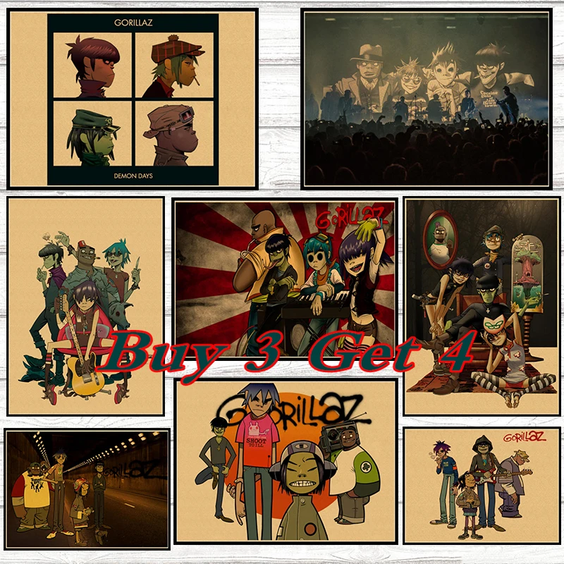 Художественный постер Gorillaz urchin в стиле хип хоп рэп рок Ранняя музыкальная лента