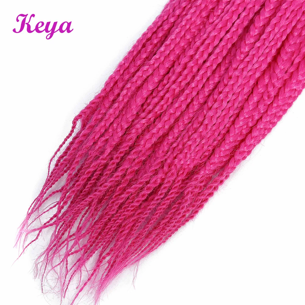 Ombre Pink Hair Blue Crochet Box Braids 24 Inch Heat Resistant Fiber 24 Strands Synthetic Crochet Hair Extensions For Women