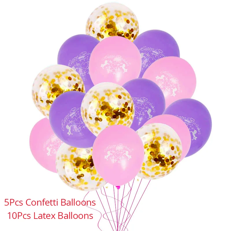 JOY-ENLIFE, единорог, украшение на день рождения, бумажные тарелки, салфетки для стаканчиков, покрытие стола, баннер, детский душ, детские принадлежности для дня рождения - Цвет: 15pcs Latex Balloons