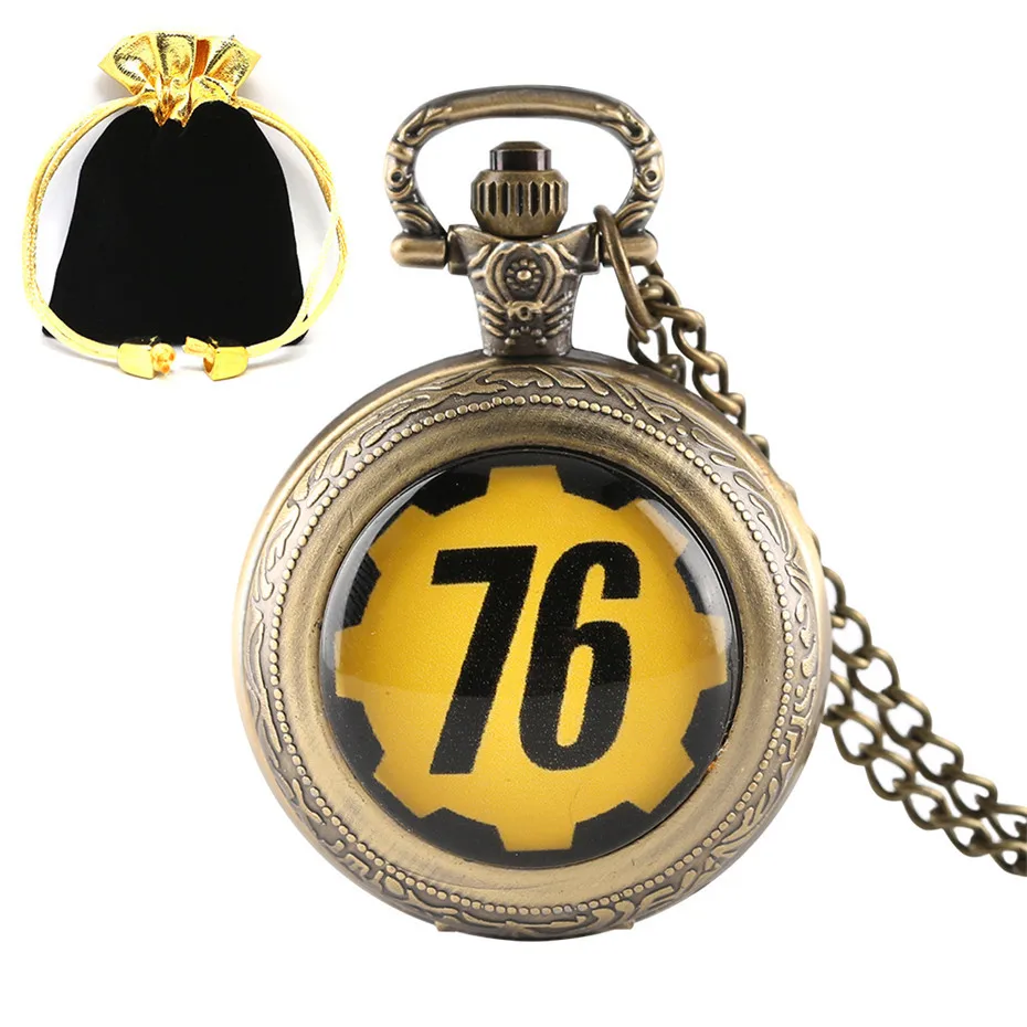 New Theme Survive in FALLOUT 76 the End of FALLOUT 4 Quartz Pocket Watch with Necklace Chain Retro Watches Children Unique Gifts