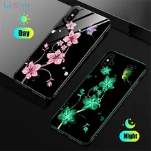 Светящийся чехол из закаленного стекла для iPhone X XS MAX XR силиконовый чехол для телефона для iPhone 7 8 Plus чехол s для iPhone 6 S 6 S Чехол