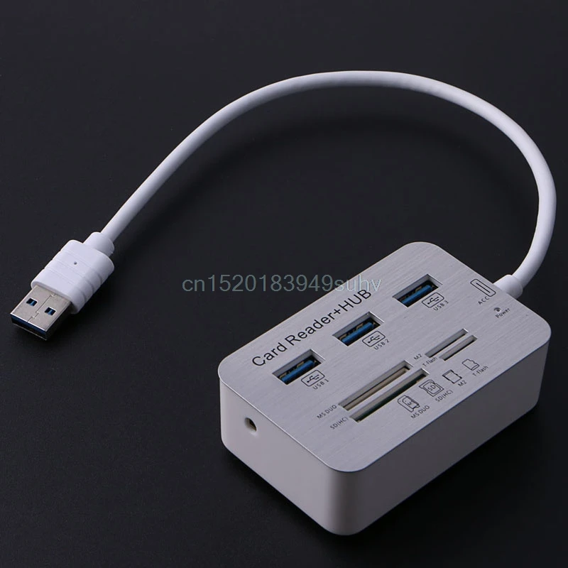 Multi Function Portable Micro USB Hub Card Reader 3 Port Aluminum With