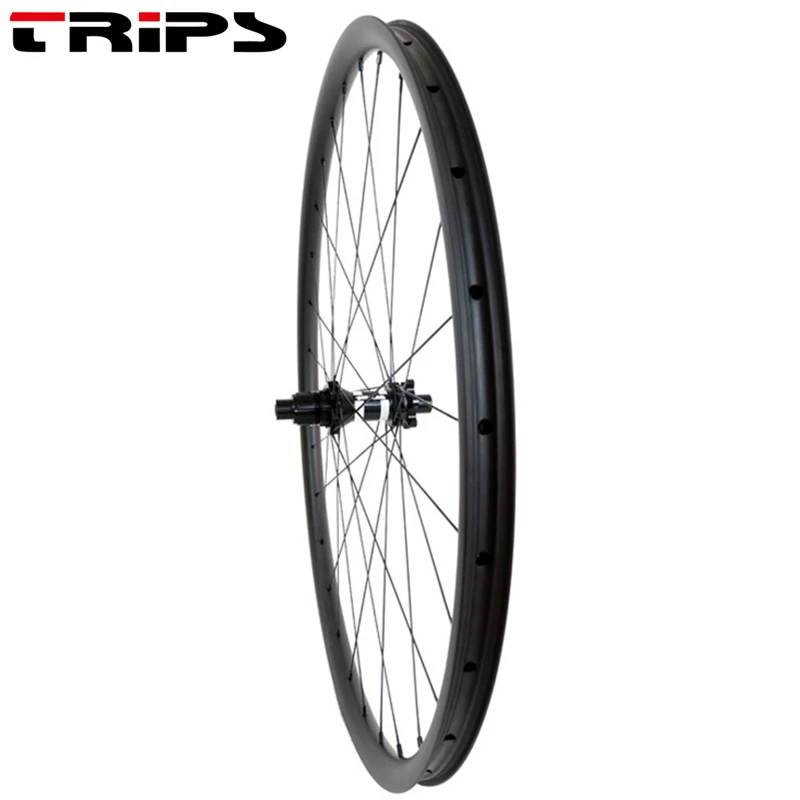 Cheap TRIPS Boost 29er MTB Carbon Wheels 40mm Width 350 Mountain Bicycle Carbon WheelSet AM straight pull thru axle Wheel sapim spokes 13