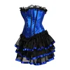 Victorian Corset Dress for Women Gothic Overbust Corset with Mini Tutu Sexy Lace Up Corset Skirt Showgirls Dancing Clothing Blue ► Photo 2/6