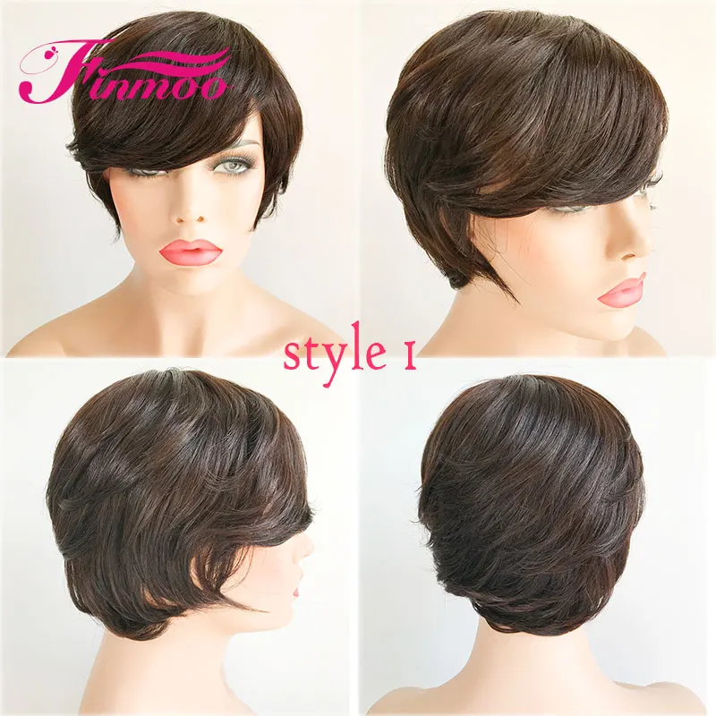 

Brazilian Remy Hair Short Wig 100% Human Hair Wigs For Women 4-8inch Straight Natural Color Black Color Free Shipping