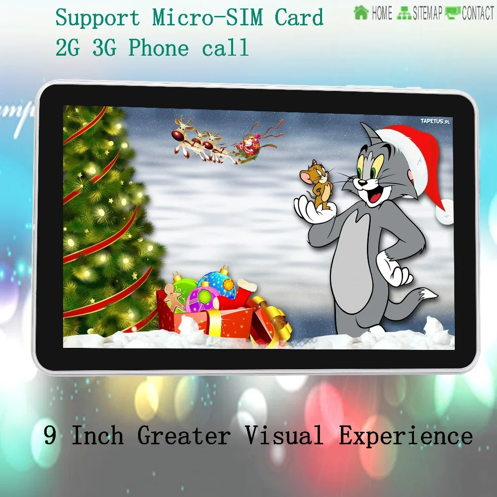  9 " 2GB 16GB Android Tablet Wi-Fi Bluetooth GPS FM 3G Make Phone Call 16:9 Perfect ratio Size 1024*600 HD Definition LCD 2GB RAM 