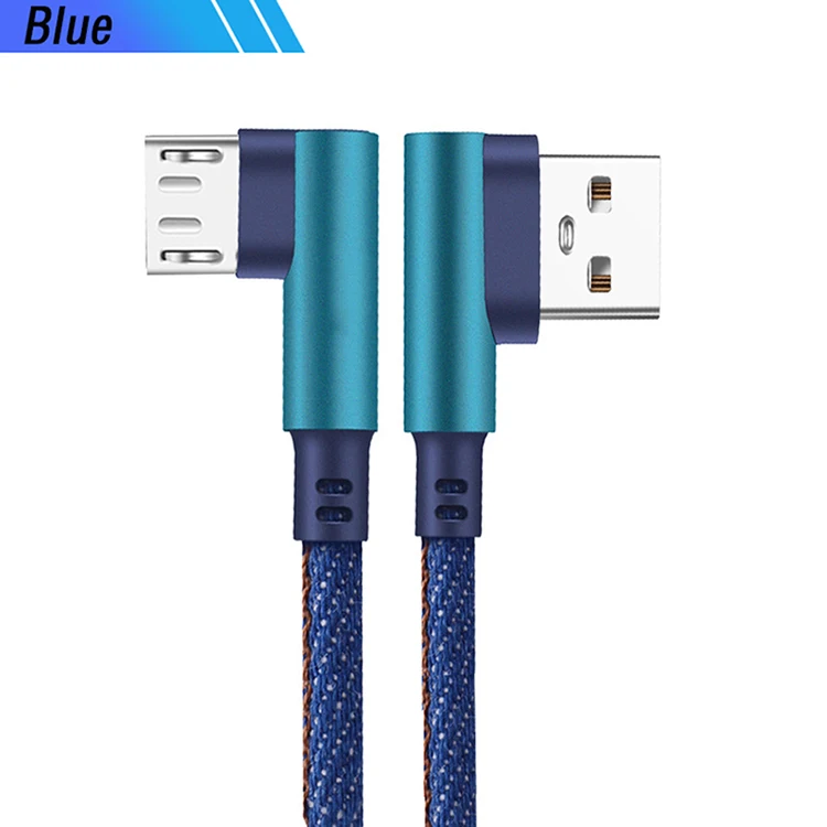 90 градусов под прямым углом Micro Usb кабель для передачи данных Micro Usb для huawei Honor 9i 8X Xiaomi Redmi 7 7A телефон зарядное устройство кабель Шнур - Цвет: Синий