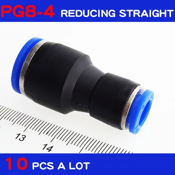 

Free shipping 10pcs PG8-4 Unequal Diameter Air Tube Fitting Straight Union, One Touch Push In Pneumatic Fitting Connectors PG8-4