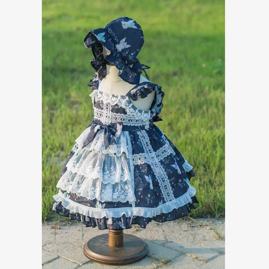 Испанское винтажное платье для девочек; детское платье принцессы с принтом «Лолита»; платье без рукавов для дня рождения; Modis; детская одежда; vestidos; Y1519