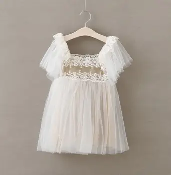 

Wholesale Baby girls dress kids clothes short sleeve lace mesh wedding girl princess dresses 0613 sylvia 532476855061