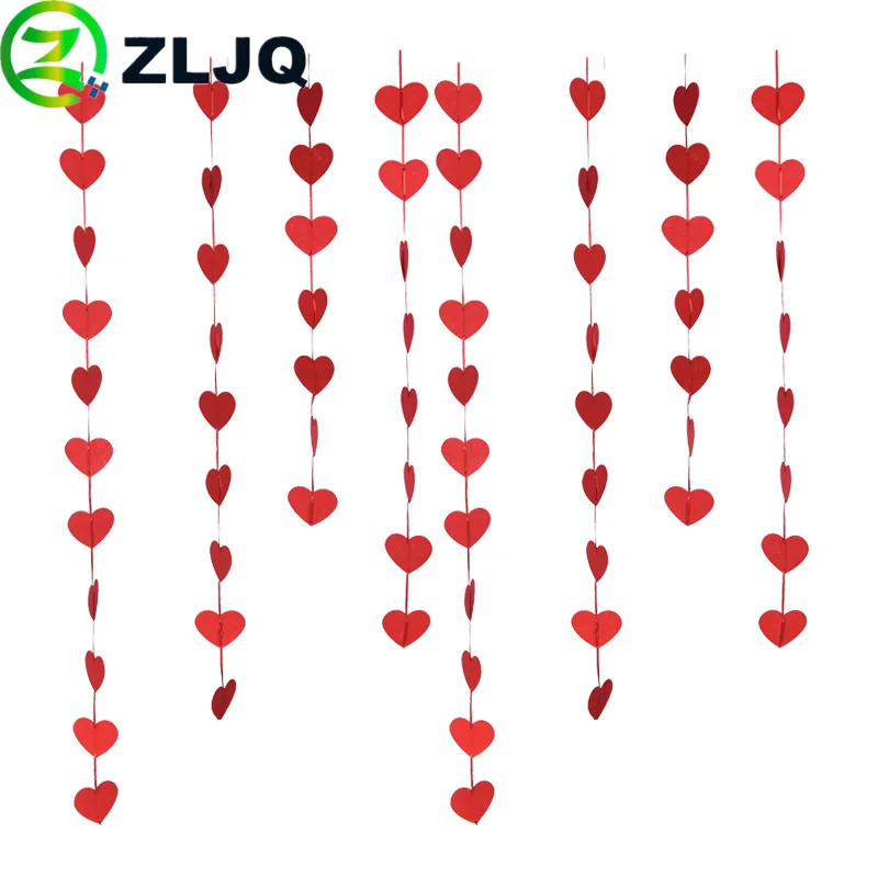ZLJQ нетканые ткани в форме сердца занавес декоративные флажки вечерние украшения