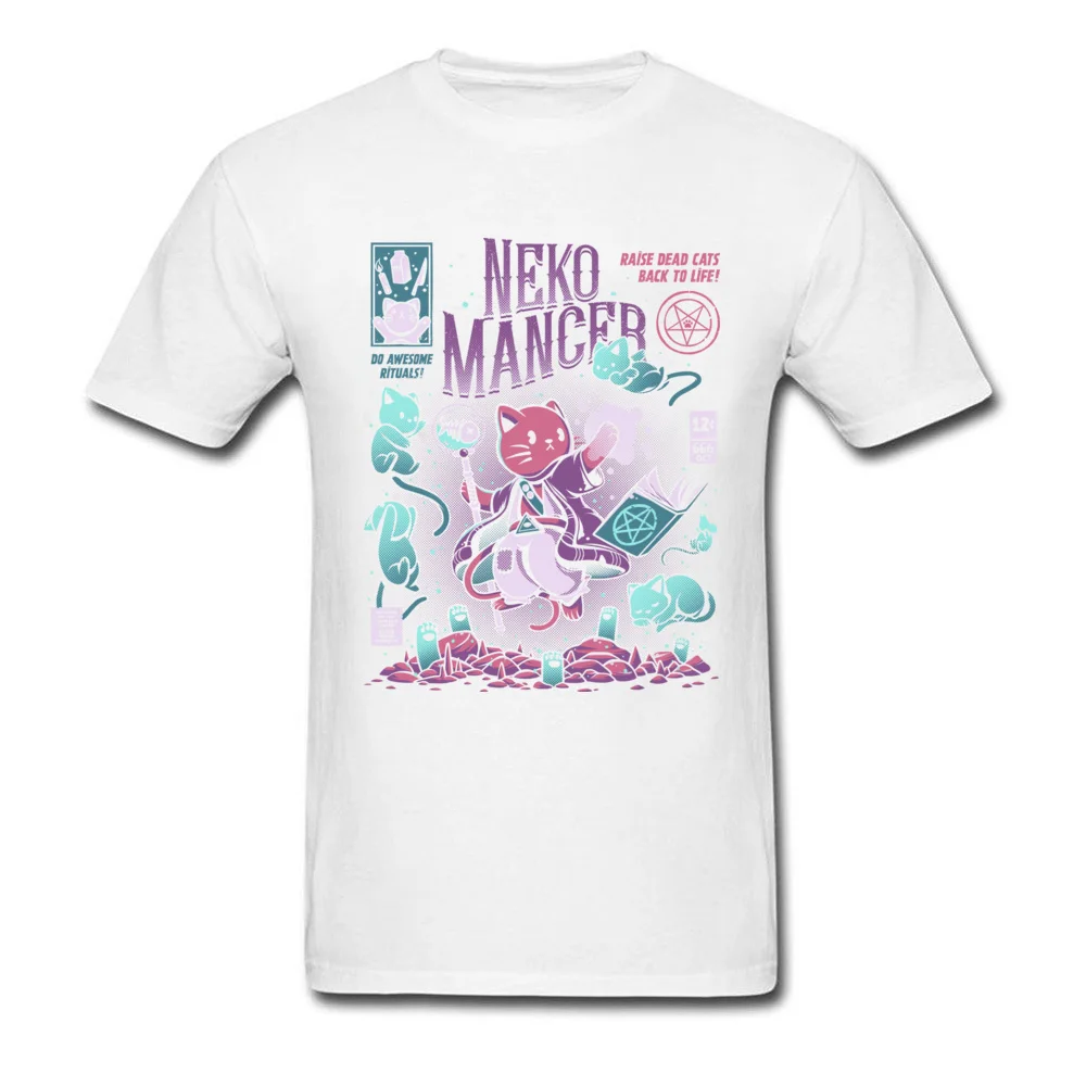 Nekomancer Design Summer Cotton Crew Neck Men Tops Shirt Funny Top T-shirts 2018 New Short Sleeve Tshirts Top Quality Nekomancer white