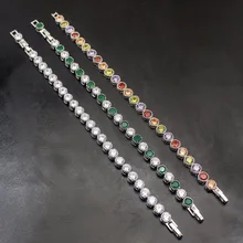 Скидка 38% натуральный женский браслет 925 пробы серебряный Теннисный браслет морганит Аметист Topaz 7 дюймов