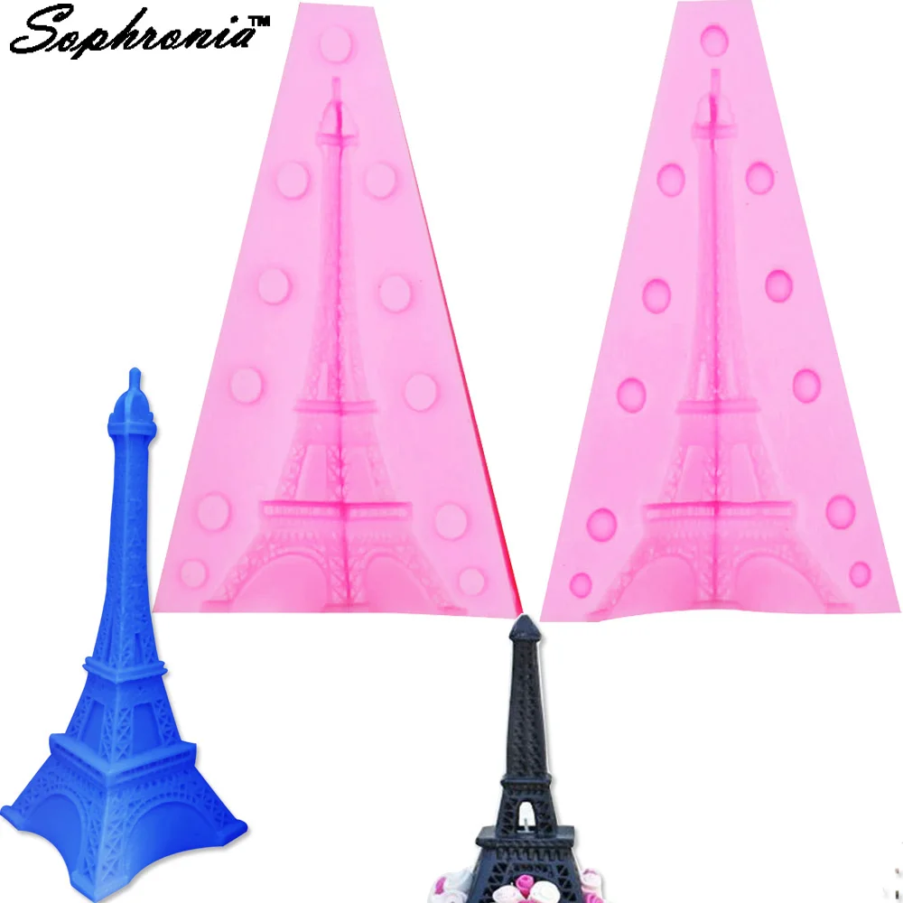 

S086 3D Eiffel Tower Candle Moulds Soap Mold Kitchen-Baking Resin Silicone Forms Home Decoration 3D DIY Clay Craft Soap-Making S