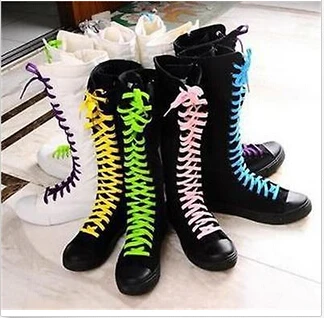 Punk EMO mujeres los zapatos de lona botas altas planas Zip Lace Up  zapatilla altura de la rodilla|sneaker men|boots pumpssneaker odor -  AliExpress